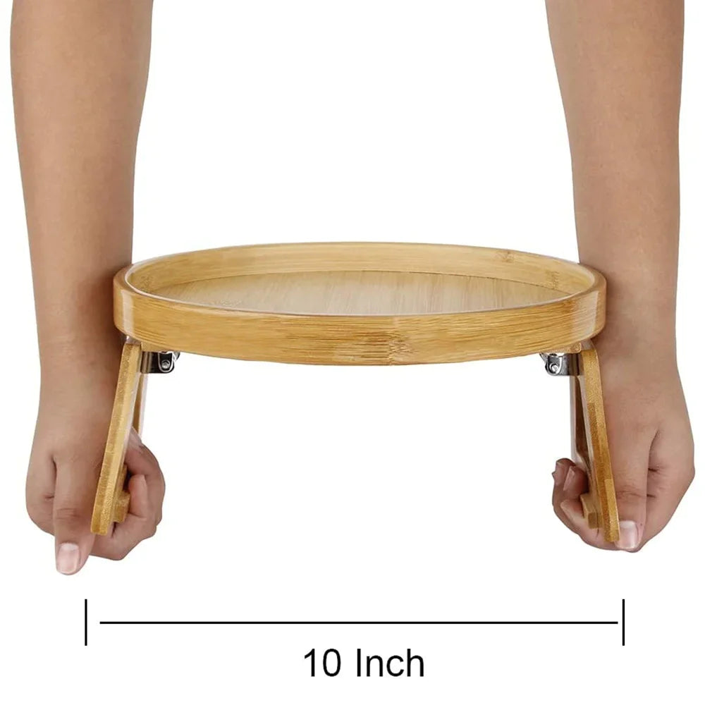 Natural Bamboo Armrest Clip-On Sofa Tray