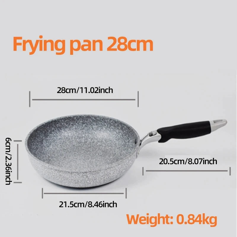 Stone Frying Wok Pan Non-stick Ceramic Pot Induction Fryer Steak Cooking Gas Stove Cookware