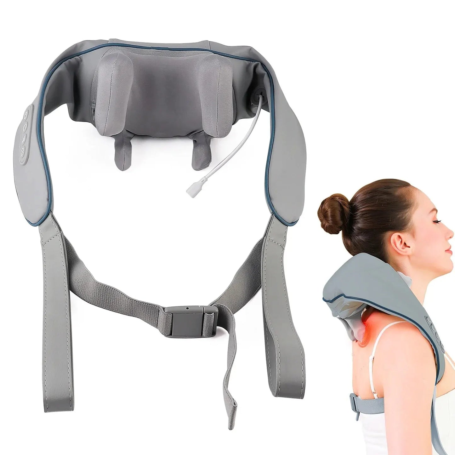 Neck Shoulder And Back Massager Wireless 3D Shiatsu Kneading Massager Cervical Relaxing Massage Shawl