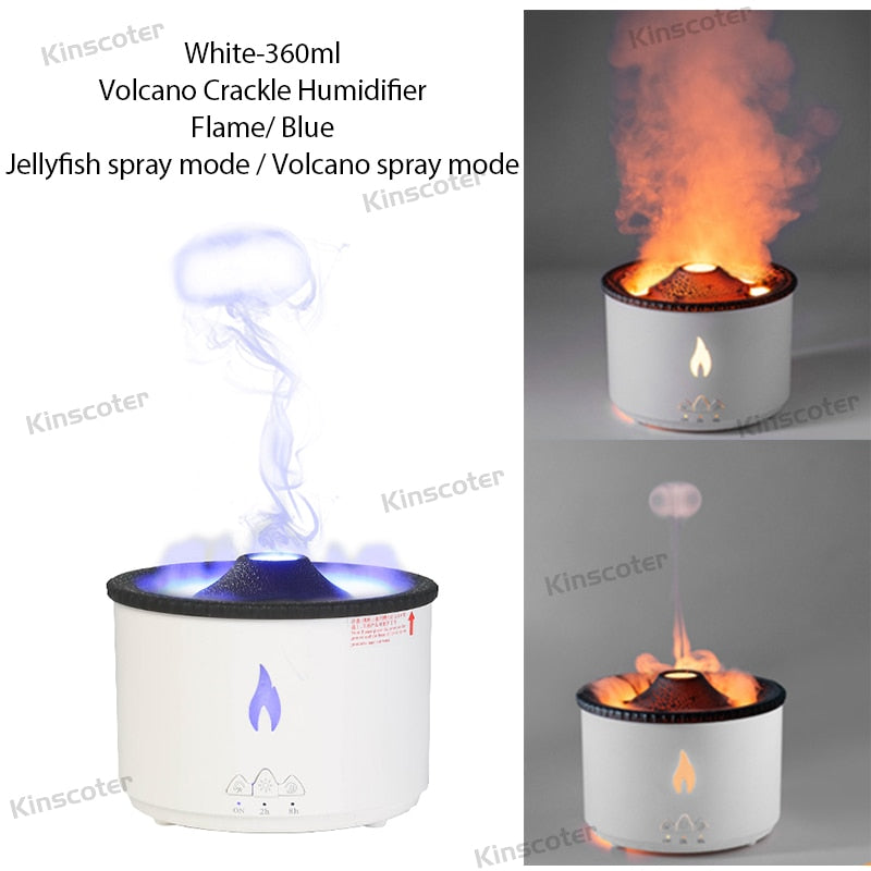 Aroma Oil Diffuser Volcanic Flame Smoke Ring Humidifier 360ml