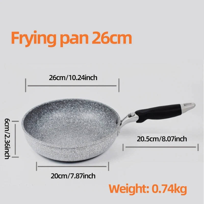 Stone Frying Wok Pan Non-stick Ceramic Pot Induction Fryer Steak Cooking Gas Stove Cookware