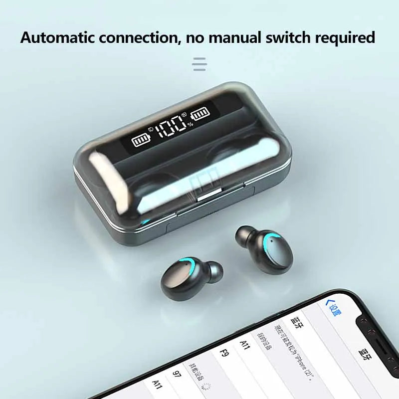 F9 5C Wireless Bluetooth Headphones Tws Waterproof Earbuds Earphones Digital Display Heaset Large Capacity Charging Case