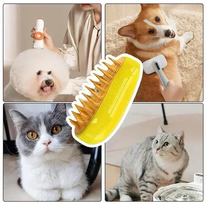 3 in 1 Pet Steam Brush Steamy Cat Dog Brush