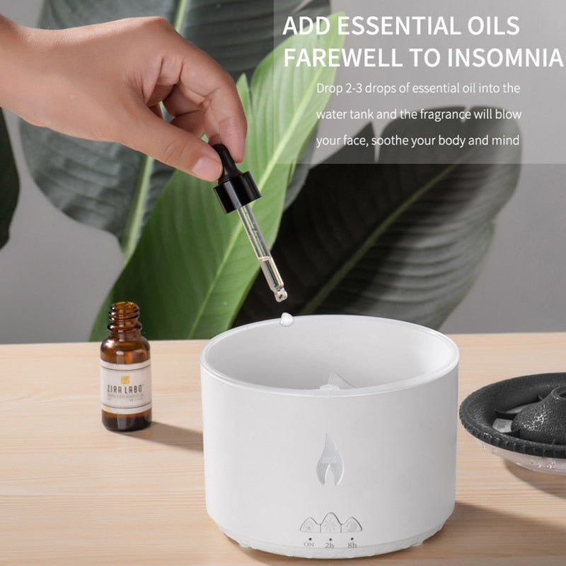 Aroma Oil Diffuser Volcanic Flame Smoke Ring Humidifier 360ml