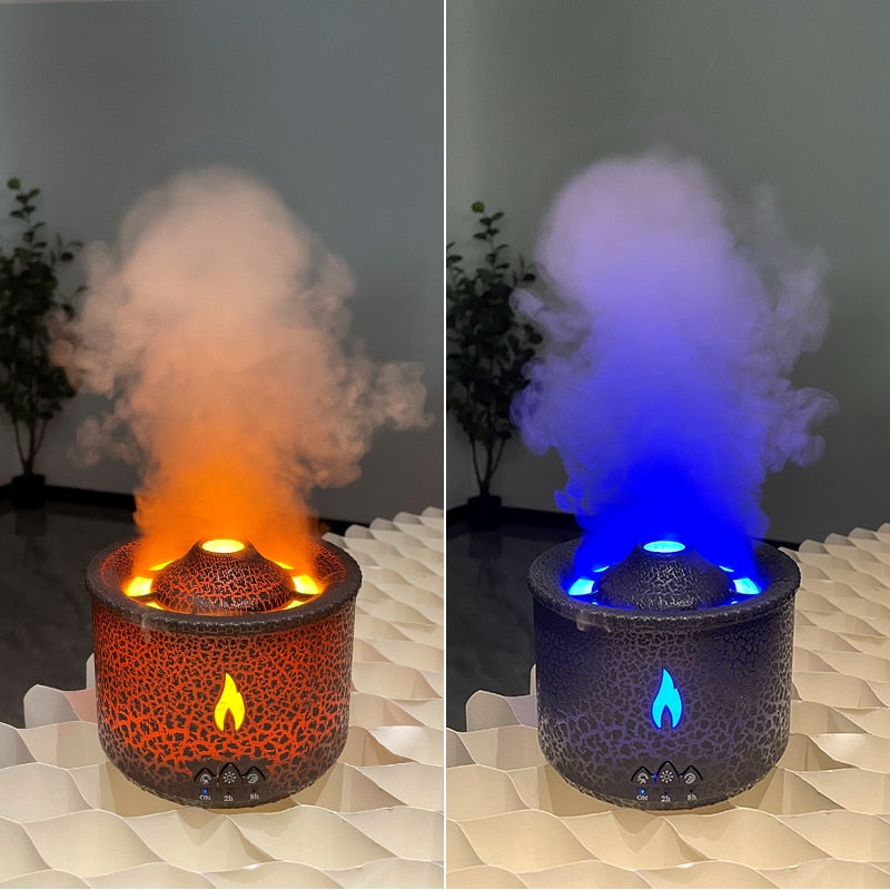 Aroma Oil Diffuser Volcanic Flame Smoke Ring Humidifier 360ml