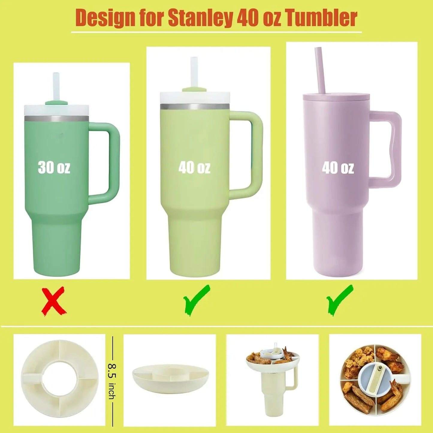 Snack Bowl for Stanley 40 oz Tumbler with Handle