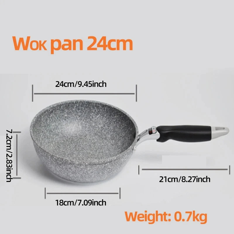 Stone Frying Wok Pan Non-stick Ceramic Pot Induction Fryer Steak Cooking Gas Stove Cookware