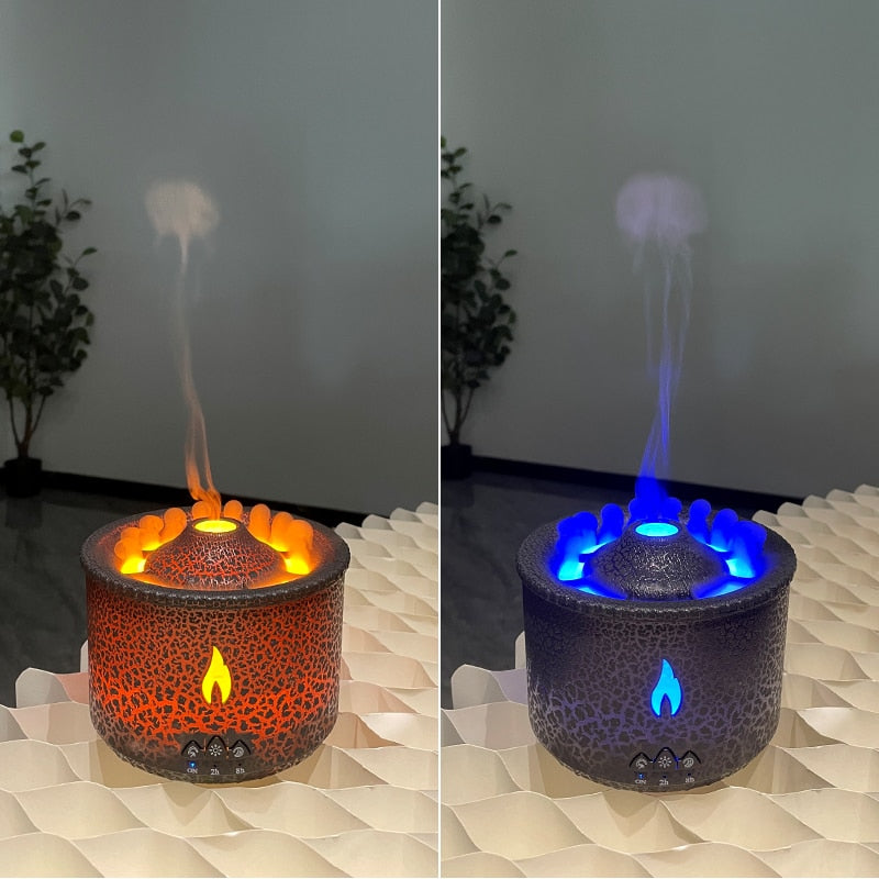 Aroma Oil Diffuser Volcanic Flame Smoke Ring Humidifier 360ml