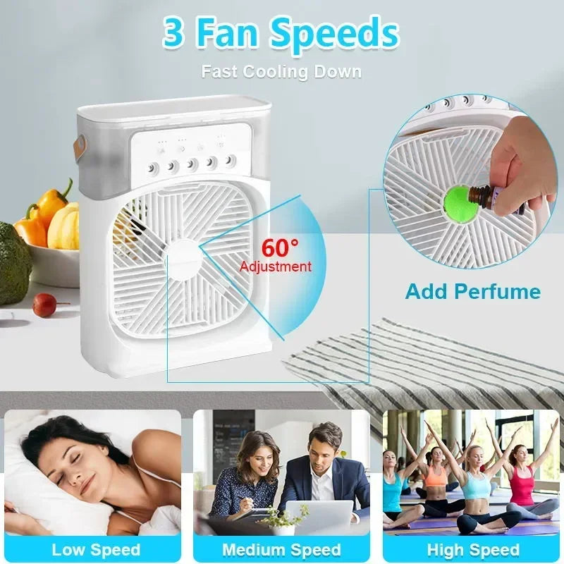 Portable 4-in-1 Upgraded Air Conditioner Cooler Humidifier Fan and LED Light