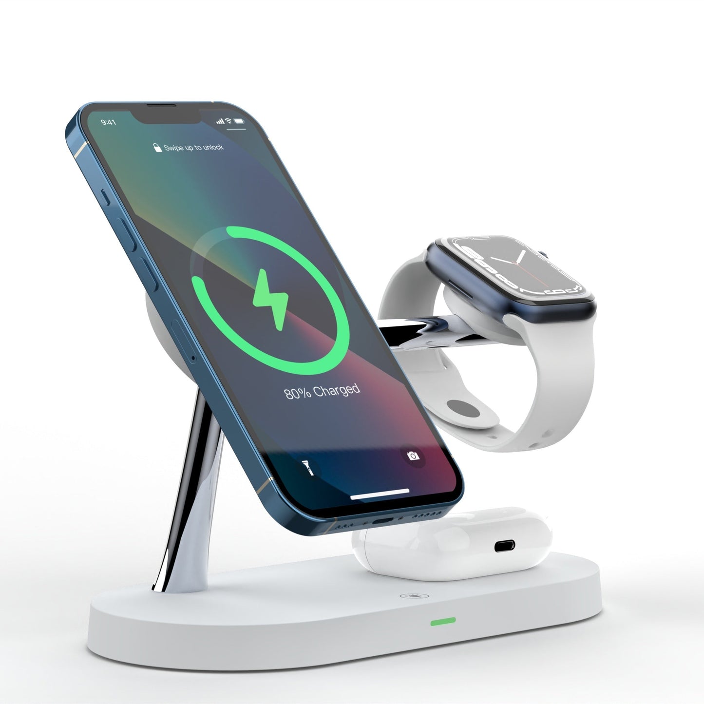 Led Light Fast Wireless Charging Dock Station For iPhone AirPods iWatch