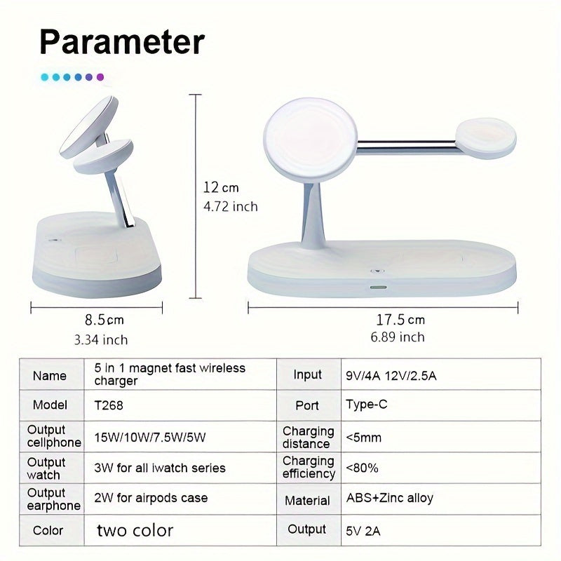 Led Light Fast Wireless Charging Dock Station For iPhone AirPods iWatch