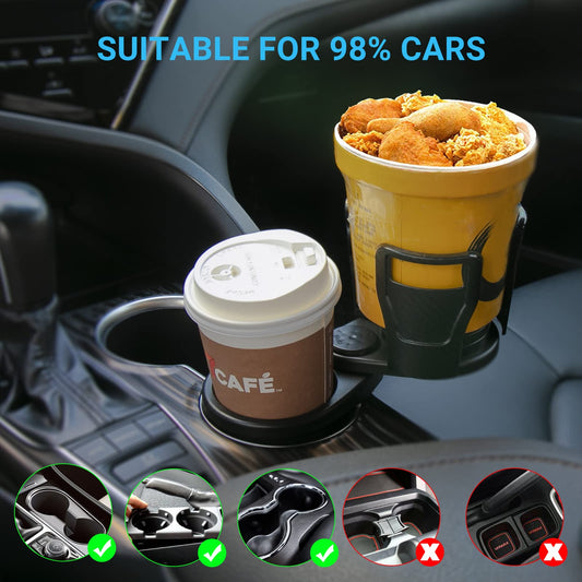 2-in-1 Rotatable Car Cup Holder with Storage Organizer