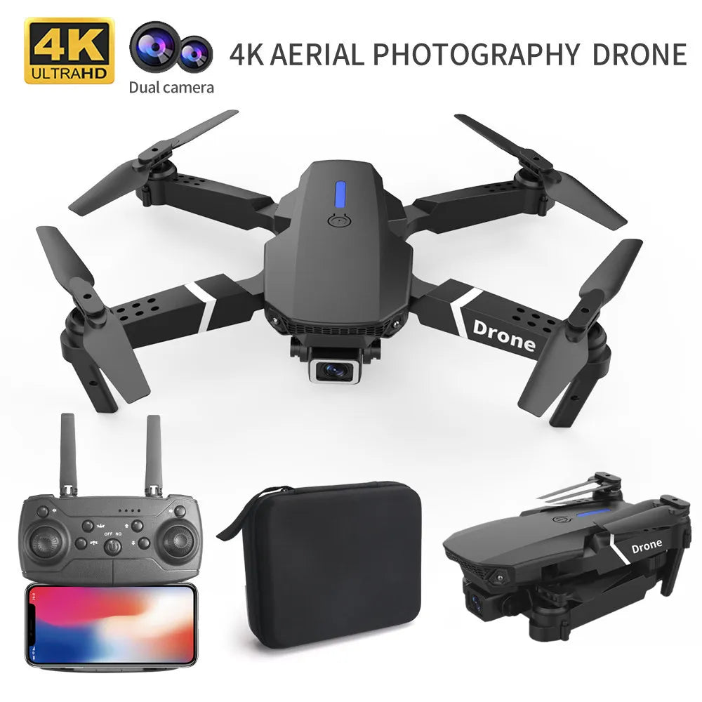 Professional Drone E88 Pro 4K Wide-Angle HD Camera WiFi FPV Height Hold Foldable RC Quadrotor