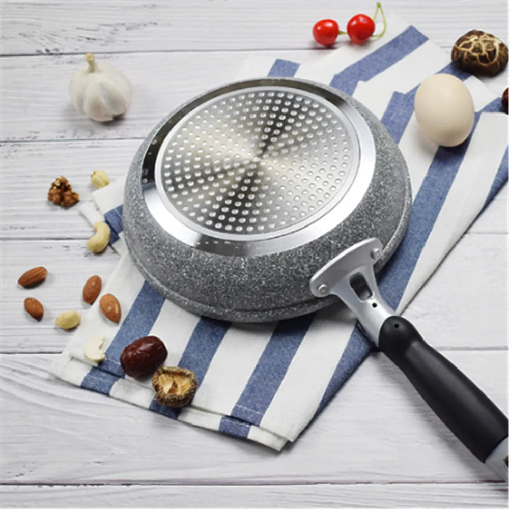 Stone Frying Wok Pan Non-stick Ceramic Pot Induction Fryer Steak Cooking Gas Stove Cookware