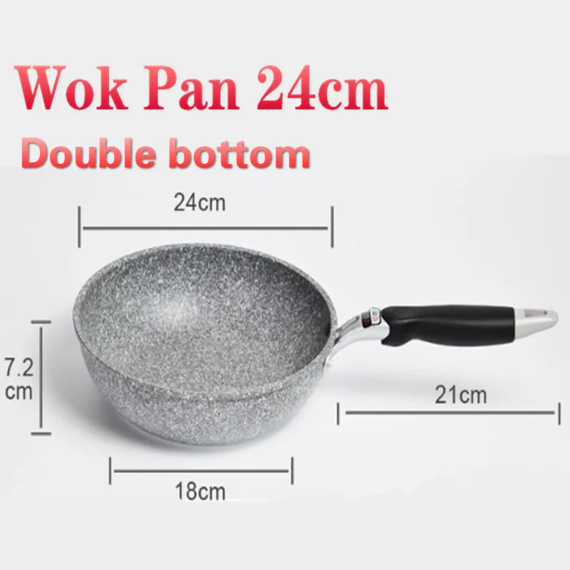 Stone Frying Wok Pan Non-stick Ceramic Pot Induction Fryer Steak Cooking Gas Stove Cookware