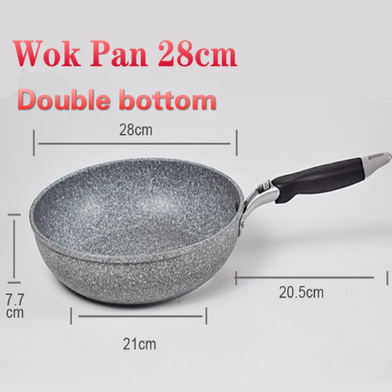 Stone Frying Wok Pan Non-stick Ceramic Pot Induction Fryer Steak Cooking Gas Stove Cookware