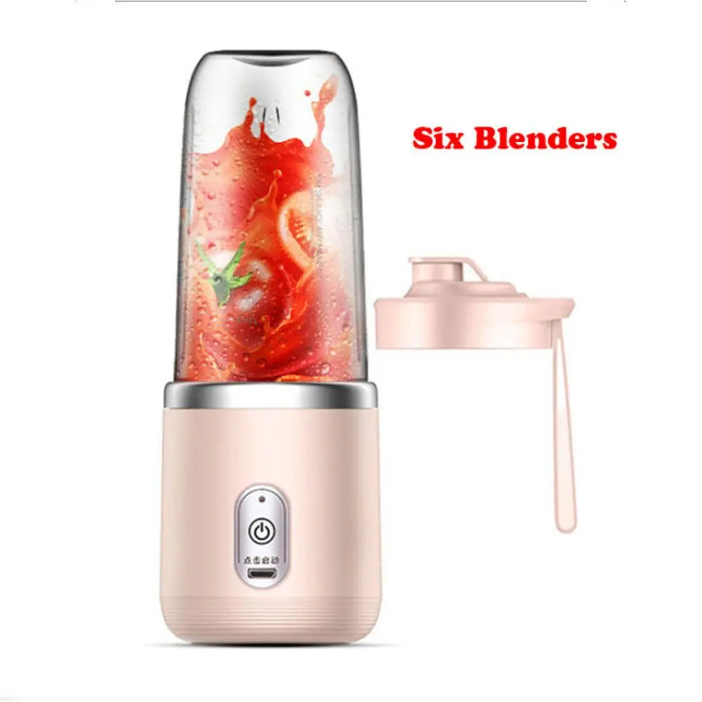 Portable 6 Blade Juicer with Cup Automatic Electric Smoothie Blender