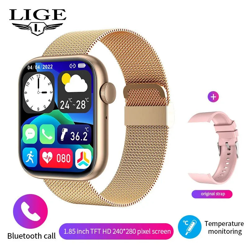 Full Touch Screen Waterproof Fitness Tracker Bluetooth Call Smart Watch For Women