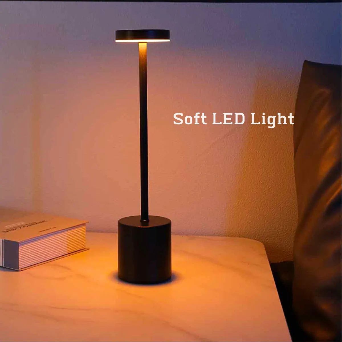 LED Rechargeable Touch Metal Table Lamp Three Colours Bedside Creative Light Bar