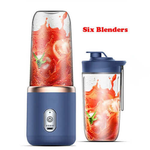 Portable 6 Blade Juicer with Cup Automatic Electric Smoothie Blender