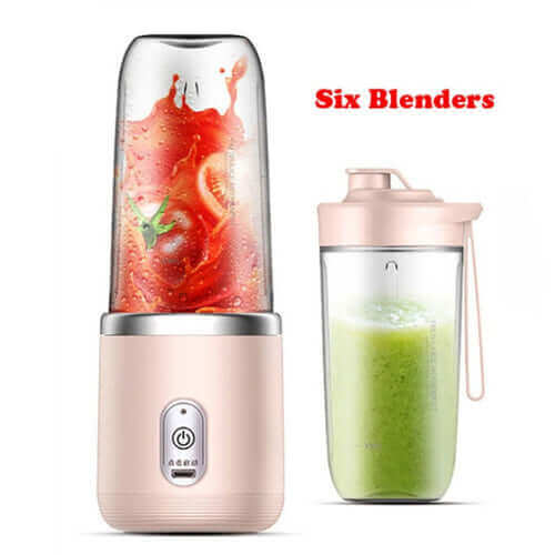 Portable 6 Blade Juicer with Cup Automatic Electric Smoothie Blender