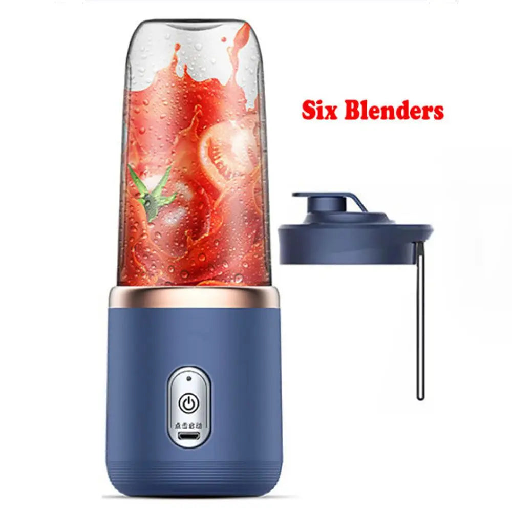 Portable 6 Blade Juicer with Cup Automatic Electric Smoothie Blender