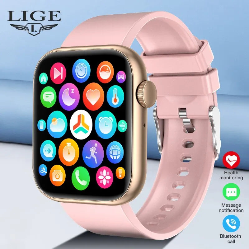 Full Touch Screen Waterproof Fitness Tracker Bluetooth Call Smart Watch For Women