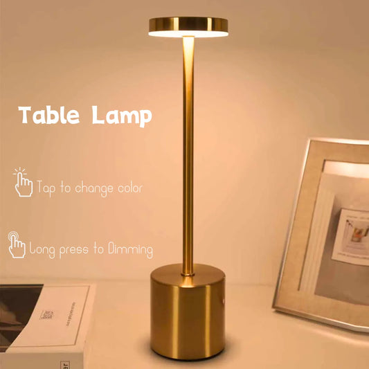 LED Rechargeable Touch Metal Table Lamp Three Colours Bedside Creative Light Bar