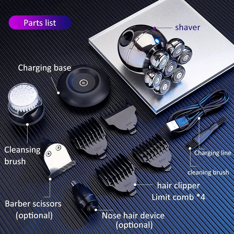 Electric Shaver 7D Floating Cutter Head Portable USB Charging Waterproof Mens Beard Trimmer Clipper