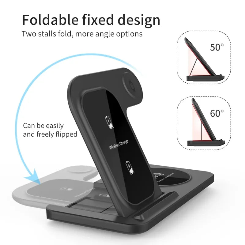 3-in-1 Foldable Wireless Charger for iPhone, IWatch, and AirPods