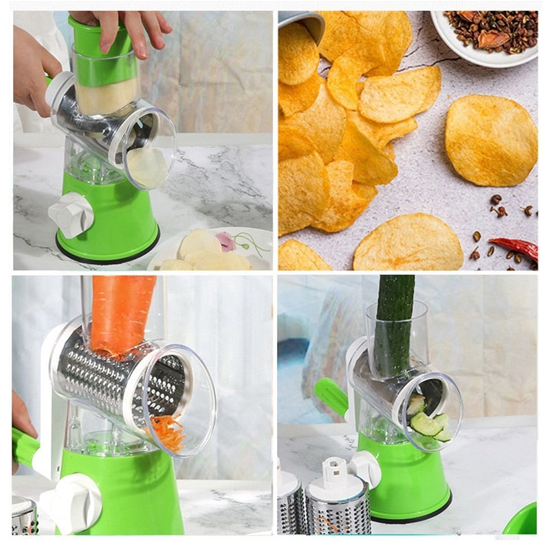 Multifunctional Hand Crank Vegetable Cutter Home Kitchen Potato Grater & Shredder