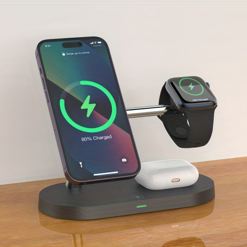 Led Light Fast Wireless Charging Dock Station For iPhone AirPods iWatch