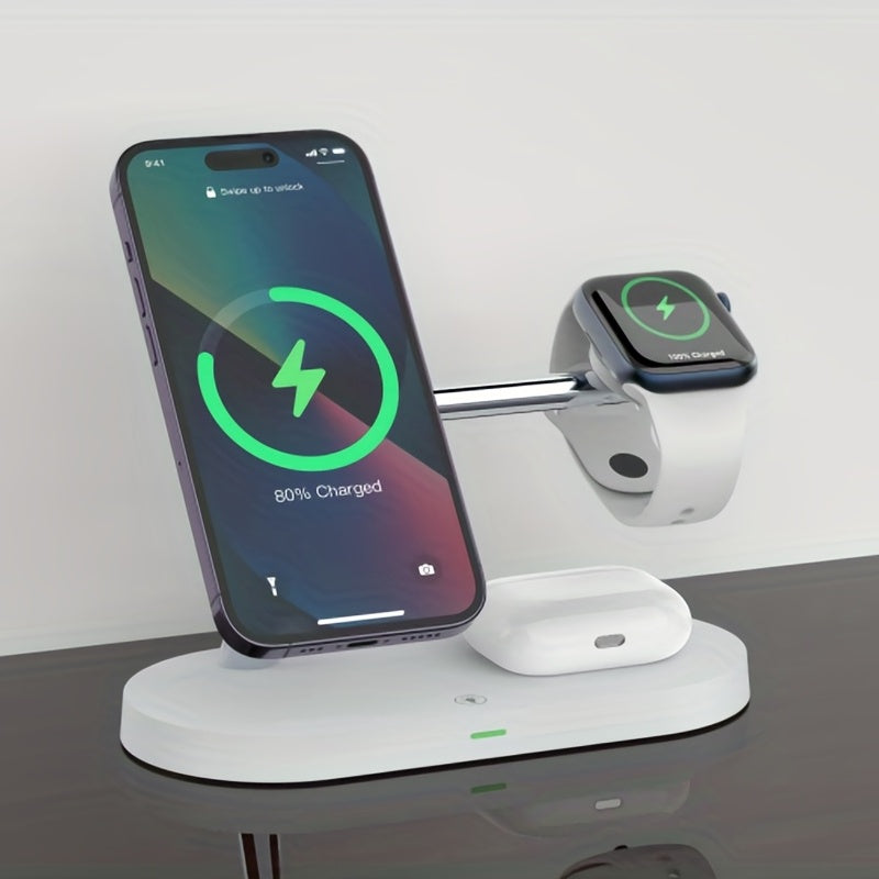 Led Light Fast Wireless Charging Dock Station For iPhone AirPods iWatch