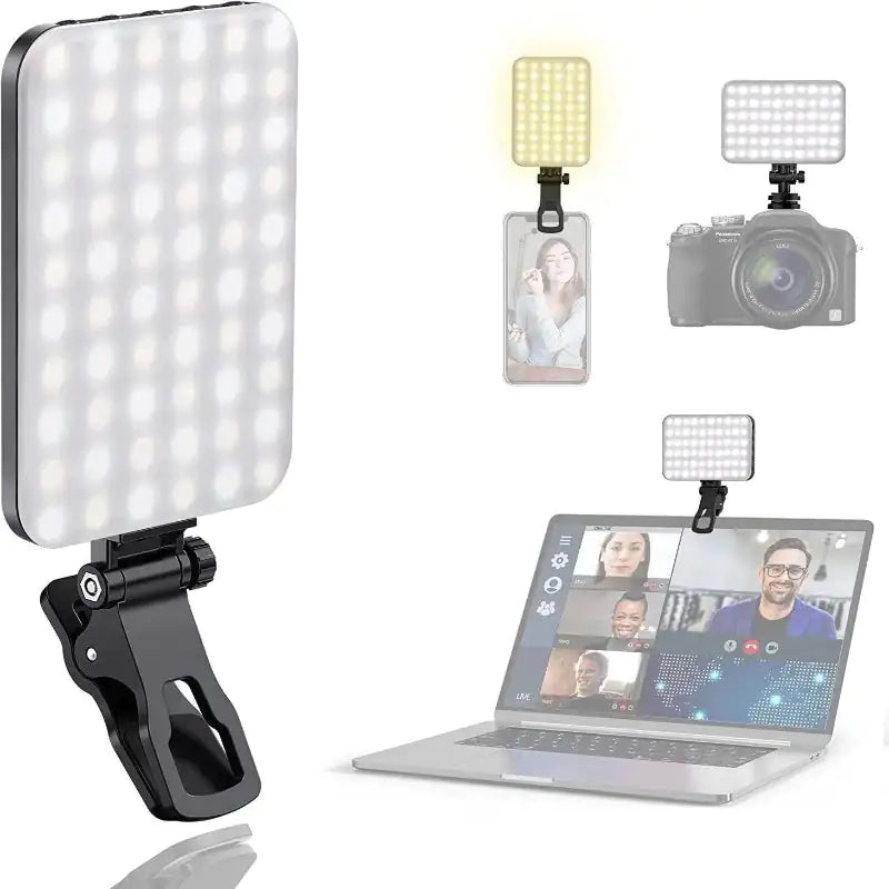 LED Selfie Light Fill Video Light with Front & Back 120 High Power LED Adjustable 3 Light Modes for Phone iPad Laptop and PC Monitor